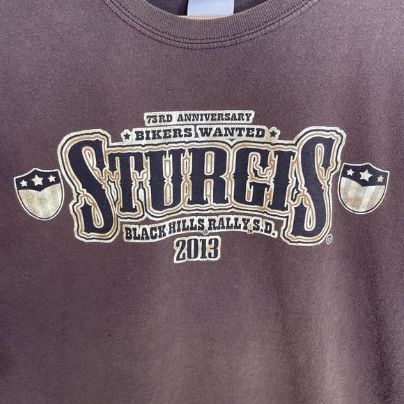 Sturgis Black Hills Rally 2013 T-Shirt, XL, Brown, Gildan, Short Sleeve, Graphic - Picture 2 of 10